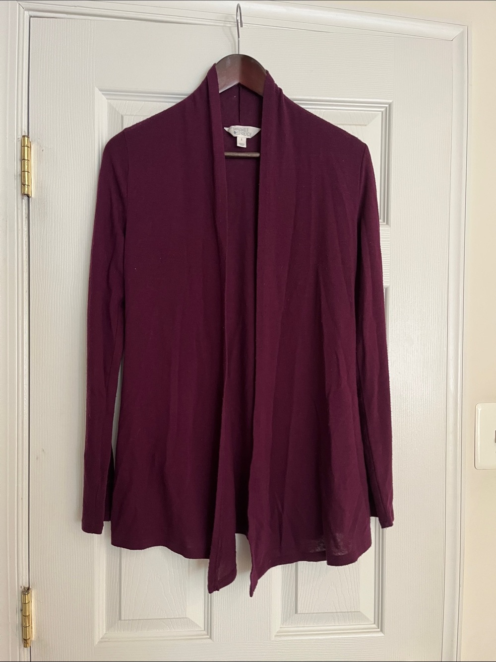 Market & Spruce Open-Front Cardigan Sweater - Plum
